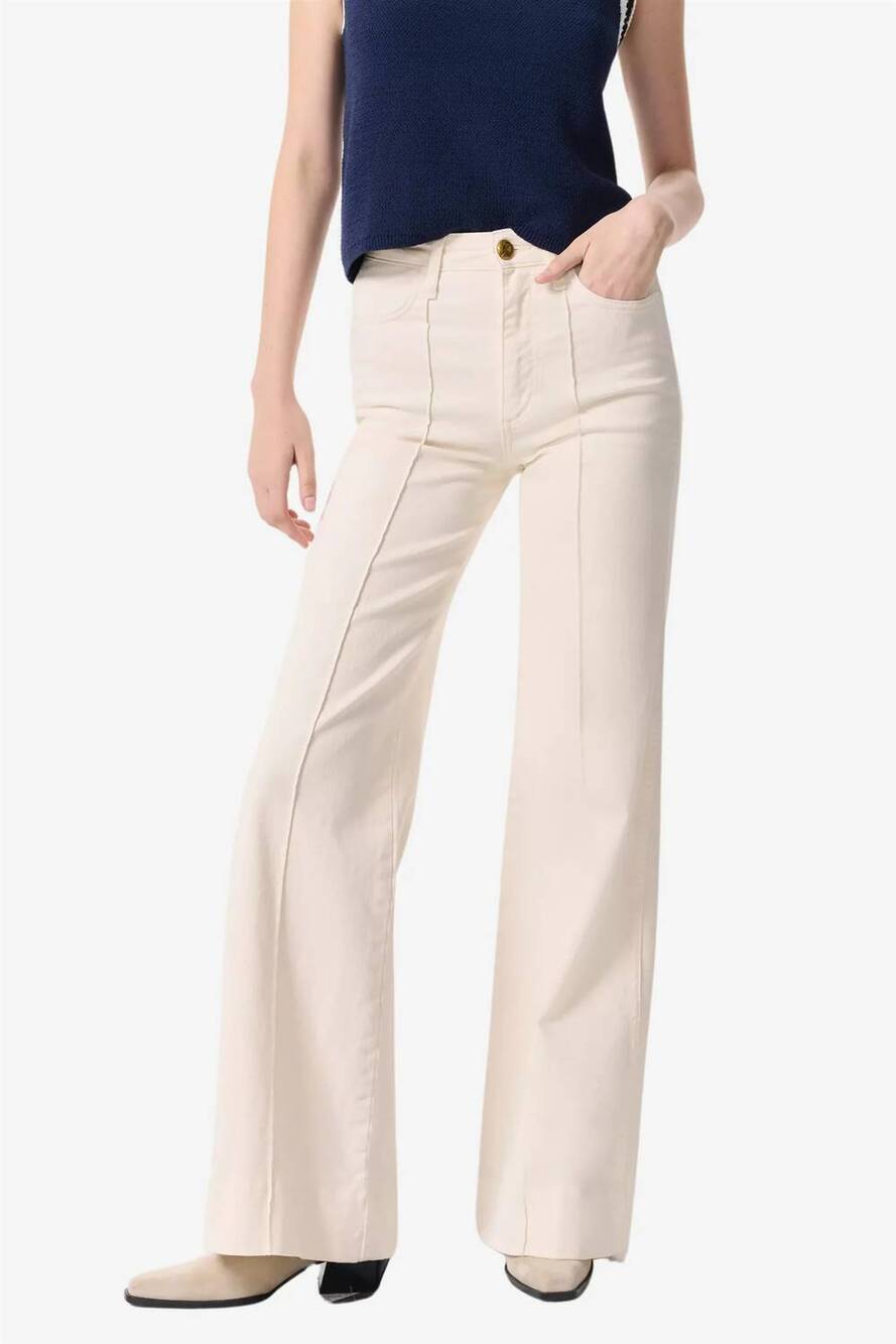 NEW RAG & BONE skylar high-rise trouser jean in ecru